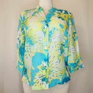 Vintage Ruby Rd. Favorites Sheer Spring Button-Up Collared Blouse